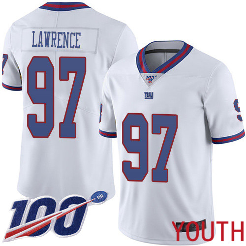 Youth New York Giants #97 Dexter Lawrence Limited White Rush Vapor Untouchable 100th Season Football NFL Jersey->youth nfl jersey->Youth Jersey